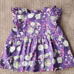 Tea Collection purple graphic floral blouse with flutter sleeve girls size 12
